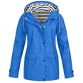 thumbnail image 1 of WEIYLL Womens Fleece Jacket Plus Outdoor Windproof Hooded Solid Color Raincoat Blue Cold Weather Tops Size XL, 1 of 8