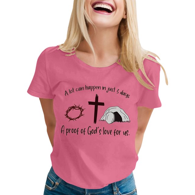 LUOGENLI T-shirts pour Femme pour Femmes T-Shirt Décontracté à Imprimé de Lettres Col Rond Manches Courtes T-Shirt Plusieurs Couleurs T-shirts pour Femmes T-shirts Graphiques TTG Grande Taille Saint-Valentin S