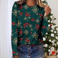 thumbnail image 1 of Hauts de Sortie Noël Femmes Manches Longues Décontractées Imprimé Col Rond T-Shirt Ample Blouse Hauts Blouses d'Été en Liquidation, 1 of 5