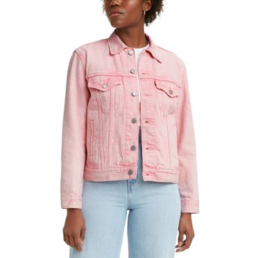 Levi’s Womens Ex-Boyfriend Cotton Denim Trucker Jackets, Pink, Small