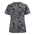 thumbnail image 3 of Heliisoer Short Women Sleeve V-neck Tops Working Uniform Cartoon Print Blouse, 3 of 4