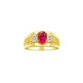 thumbnail image 1 of RYLOS Men's Rings 14K Yellow Gold Ring Classic Designer Style 8X6MM Oval Gemstone & Diamond Ring Ruby July Birthstone Rings For Men Size 10, 1 of 7