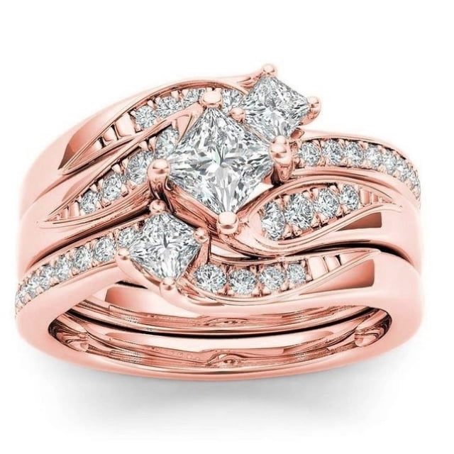 EGNMCR Rings Rose Gold Diamond Natural White Romantic Wedding Jewelry Ring ring