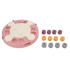 Pet Puzzle Feeding Toy Interactive Puzzle Game Dog Toy with Multiple Food Boxes for Dogs and CatsPaw Print Pink