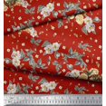 thumbnail image 2 of Soimoi polyester Crepe Fabric Leaves,Moth & Magnolia Floral Print Fabric by Yard 52 Inch Wide, 2 of 3