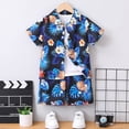 thumbnail image 2 of MIASHUI Toddler Boy Beach Outfit Set Summer Print Button Down Shirt Short Pants,Blue,2-3 Years, 2 of 6