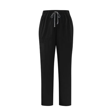 Xfvqtps Pantalon de Sarrau pour Femmes à Multiples Poches, Couleur Unie, Coupe Ample, Extensible, Joggers de Sarrau de Yoga, Anti-Froissement, Taille Élastique, Pantalon de Jogger Médical pour Soins Infirmiers, Pantalon de Travail, Noir
