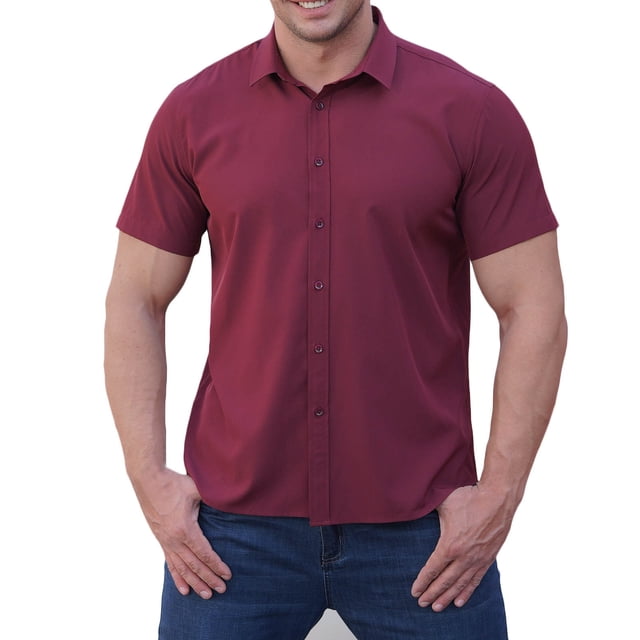 Birdeem Chemises pour Hommes Hommes Mode Affaires Col Rabattu Bouton Col Rabattu Poche Chemise à Manches Courtes Blouse