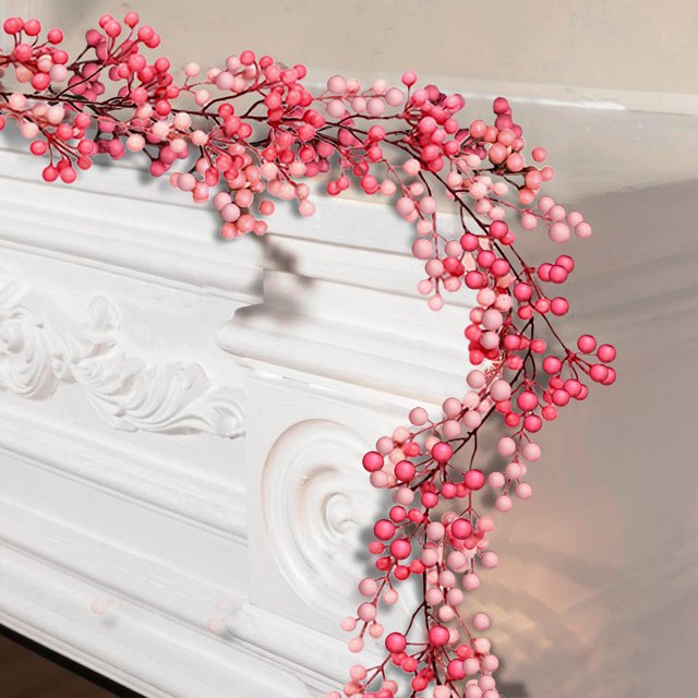 TopLLC Décoration de Noël Guirlandes Suspendues en Rotin Artificiel de Noël avec Baies Rouges pour Escaliers Cheminée Murale Manteau Intérieur Extérieur Décor Halloween Maple Leaf Vine