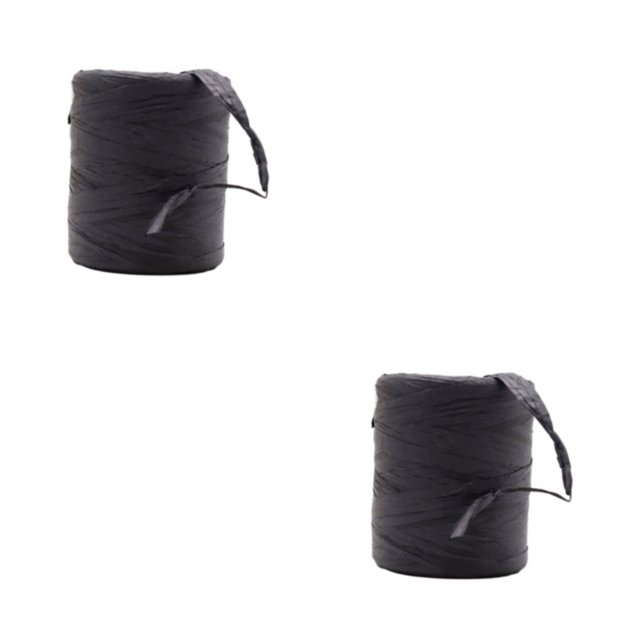 mmirethe Fiber Sturdy And Durable Raffia Rope Yarn For DIY Crafts Not Easy To Fade Natural Paper Ribbon black 2Set
