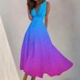 thumbnail image 2 of Yuyuzo Robes de Plage pour Femmes 2025 Décolleté en V Profond Sans Manches Robes Longues de Fête Fluides Boho Vacances Robe Maxi, 2 of 5