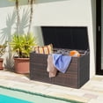 thumbnail image 4 of Gymax 73 Gallon Rattan Storage Box Outdoor Patio Container Seat w/ Door Mix Brown, 4 of 10