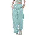 thumbnail image 4 of Girls Linen Pants Pants for Gymnastics Girls Medium And Large Children Casual Girls Solid Color Drawstring Sweatpants, 4 of 6
