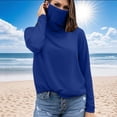 thumbnail image 2 of Spring Savings! BiZtdJrK Womens Sun Protection Going Out Shirts with Face Mask Summer Breathable Long Sleeve Sunshirt Rash Guard Beach Tops Dark Blue S, 2 of 7