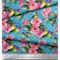 thumbnail image 2 of Soimoi Poly Georgette Fabric Bird,Leaves & Rose Floral Print Sewing Fabric Yard 42 Inch Wide, 2 of 3