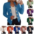 thumbnail image 2 of BiZtdJrK Vestes Blazer pour Femmes Grande Taille à Boutons, Ouverture devant, Unies, Décontractées, Revers Cranté, Travail Bureau, Complets d'Automne, Manches Longues, Vestes Blazer, Blanc, TTTTG, Cadeaux pour Papa, 2 of 6