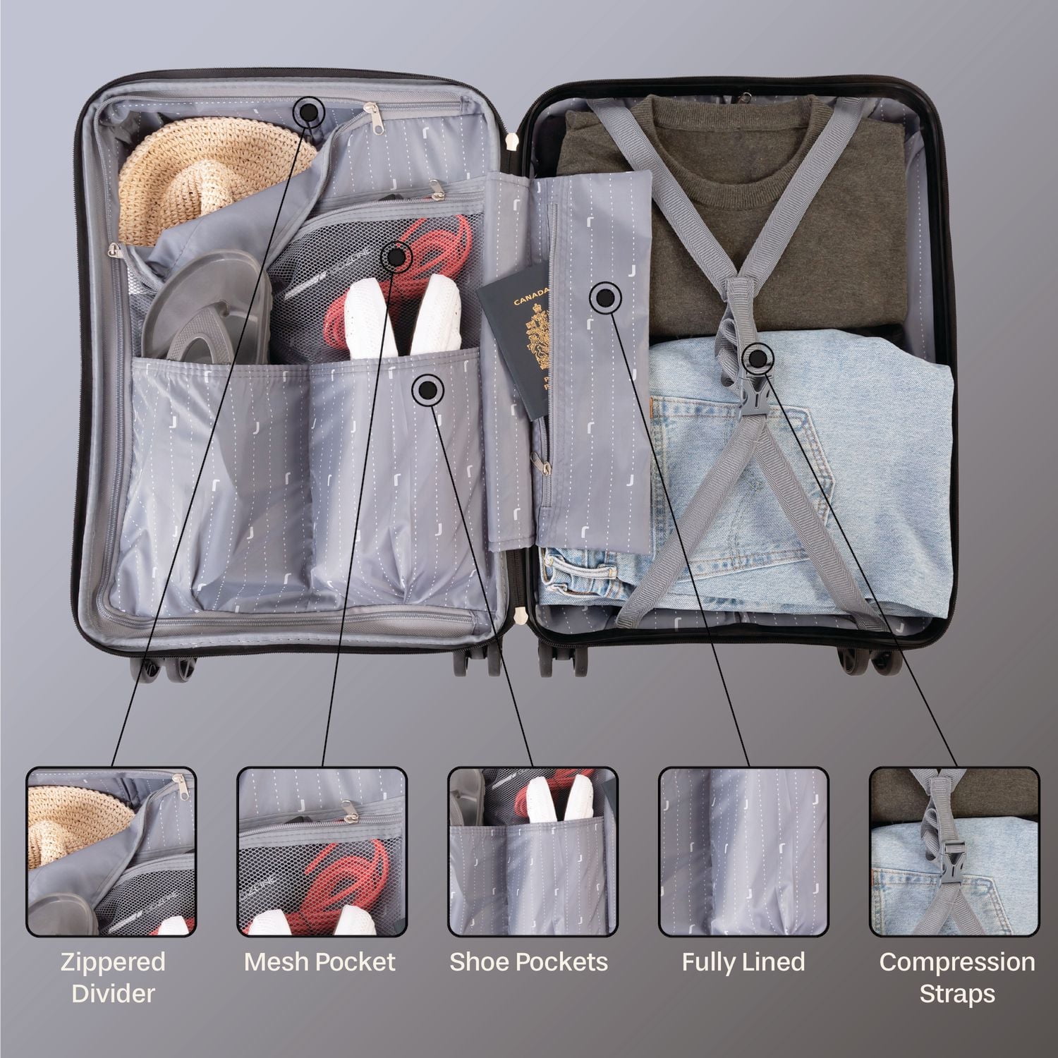 JetStream® Valise Rigide Cabine : Bagage à Main de 20 po Extensible Avec Roues Pivotantes
