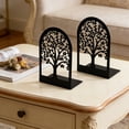 thumbnail image 4 of EGNMCR Organization and Storage, Storage Bins, Storage Containers Book Ends Metal Bookends For Shelves Decorative Tree Stopper For Heavy Books Black Ends To Hold Books For Home Office Metal bookend, 4 of 6