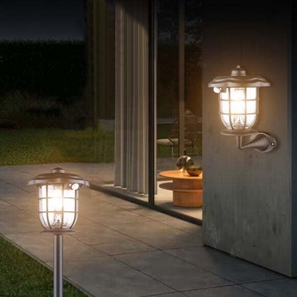 COFEST Solar Outdoor Lights Motion Sensor Solar Powered Lights 3 Modes Wall Security Lights for Fence Yard Garden Patio Front Door Black