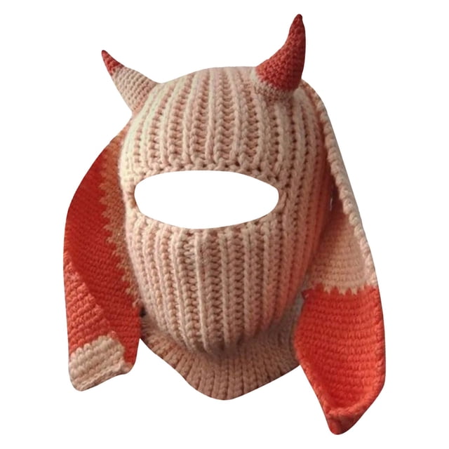 Fgnfyis Rabbit Ear Hat Autumn and Winter Neck Knitted Hat Bomber Hats Orange