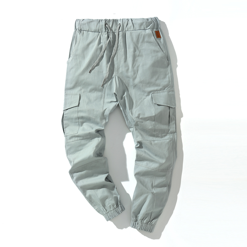 FOCUSNORM Pantalon Cargo Homme Couleur Unie, Coupe Ample Taille à Cordon