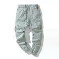 thumbnail image 1 of FOCUSNORM Pantalon Cargo Homme Couleur Unie, Coupe Ample Taille à Cordon, 1 of 10