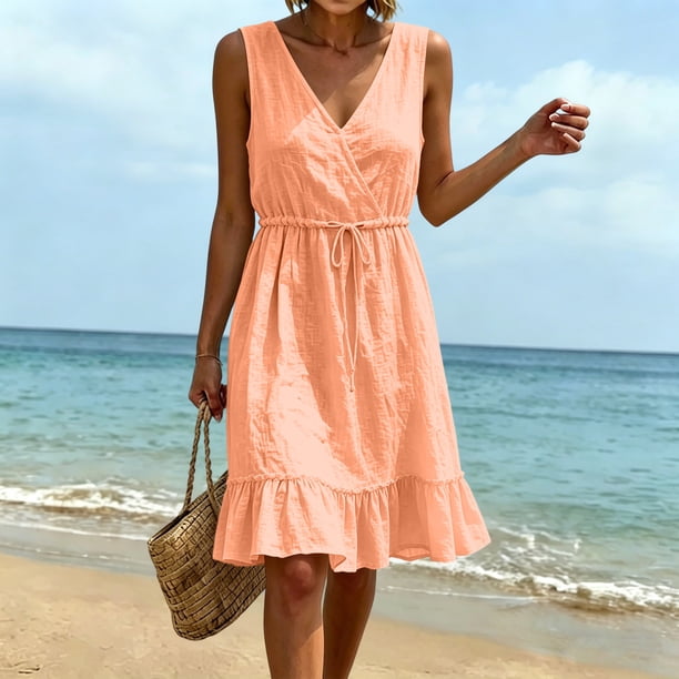 ladies cotton dresses size 16 Linen for Women 2026 Spring V Neck Short Sleeve Plus Maxi Dress Tiered Flowy Loose Oversized Long Tshirt Dresses Simple Midi Casual House Gauze Dress Beach Vacation Long Sundress Jacket & Vest Size:46 US - 56 EU Two-piece set making it comfortable and Custom Wedding Gowns in