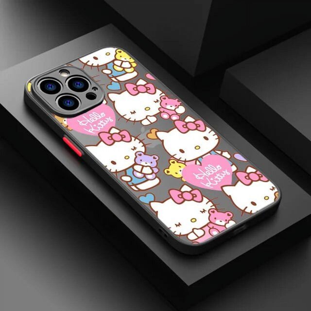 Cartoon Anime Cat Hello Kitty For Apple iPhone 14 13 12 11 XS Mini Pro Max 8 7 6S 6 XR X Plus Frosted Translucent Phone Case LXY