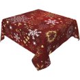 thumbnail image 1 of Nappe de Noël 60x60 Pouces Carrée Forme Cœur d'Amour Doré Flocons de Neige Rouges Nappe en Tissu Ferme Hiver Vacances Décorative pour Pique-Nique Fête Maison Intérieur Extérieur, 1 of 5