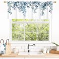 thumbnail image 1 of Green Kitchen Curtains Valances, Eucalyptus Leaves Pattern Semi Sheer Kitchen Valances for Living Room, Watercolor Botanical Rod Pocket Short Window Treatment Decor, 52x18, 1 of 5