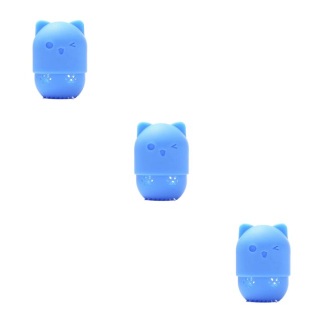 Dalazy Éponges en Forme de Chat Boîte de Rangement en Silicone Propre pour Maison Simple à la Mode Bleu 3ensemble