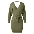 thumbnail image 3 of Robe Chandail à Manches Longues pour Femme à Col en V Dos Nu - Mini-Robe Moulante Portefeuille en Tricot - Tenue de Fête avec Ceinture - S-TTTG, 3 of 4