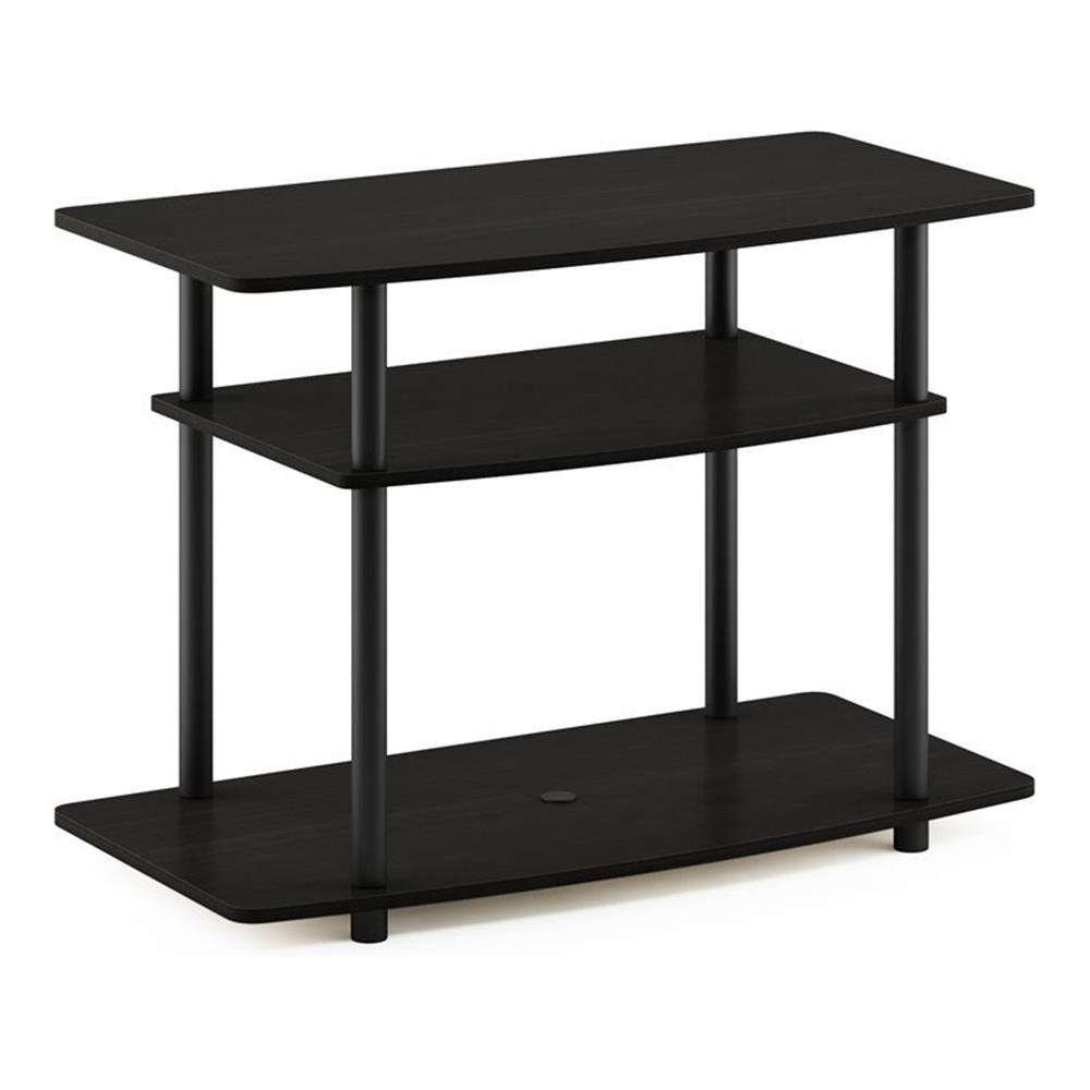 Pemberly Row Turn-N-Tube Wood 3-Tier TV Stand for TV up to 32" in Espresso/Black