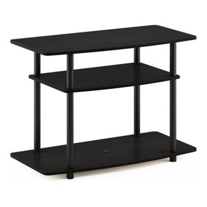 Pemberly Row Turn-N-Tube Wood 3-Tier TV Stand for TV up to 32" in Espresso/Black