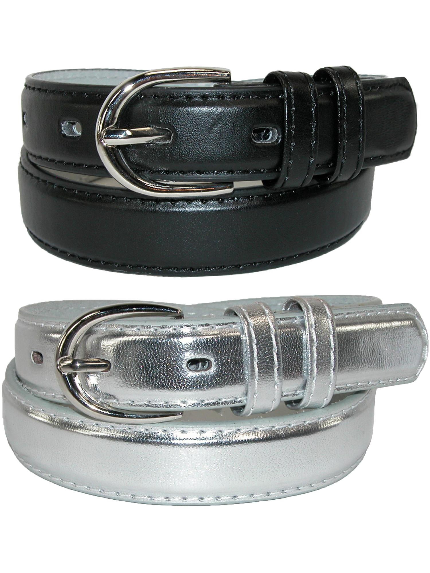 CTM® Ceinture Habillée en Cuir de Base pour Enfant (Lot de 2 Couleurs)