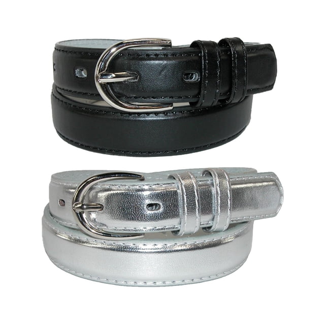 CTM® Kid's Basic Leather Dress Belt (Pack of 2 Colors)