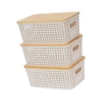 thumbnail image 4 of DOLITY 3x Storage Bins with Bamboo Lids Storage Basket for Tabletop Kitchen Cabinet White, 4 of 8