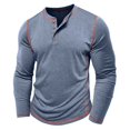 thumbnail image 4 of RXIRUCGD Chemise Décontractée pour Homme à Couleur Unie, Boutonnée, à Col Rond, à Manches Longues, Bleu, Taille : 2TG, 4 of 9