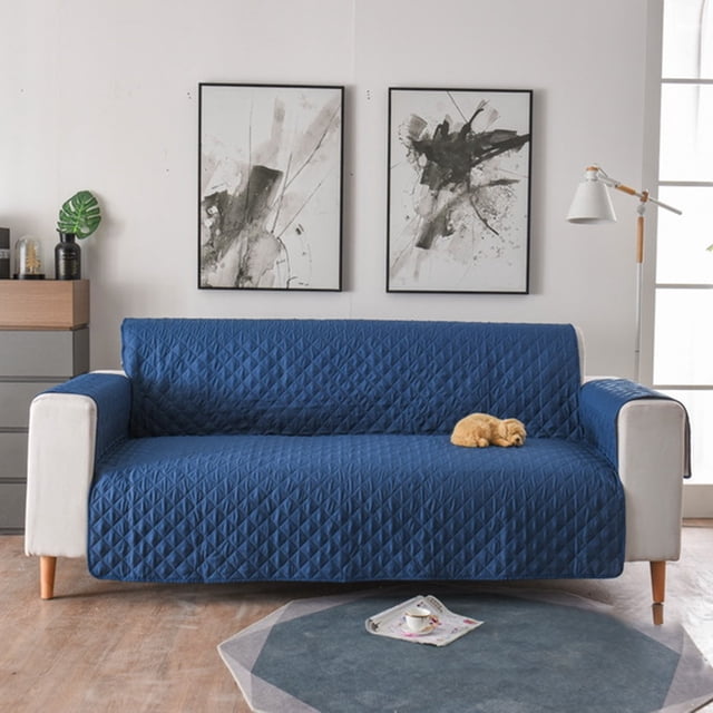Housse de Canapé Réversible pour Coussin Housse de Canapé Sofa pour Chiens Protège-Meubles Résistant à l'Eau avec Bâtons en Mousse Sangles Élastiques pour Animaux Chats