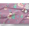 thumbnail image 3 of Soimoi Purple Poly Georgette Fabric Snowman & Tree Christmas Printed Fabric 1 Yard 42 Inch Wide, 3 of 5