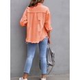 thumbnail image 3 of SEARIPE Women‘s Casual Denim Jacket Frayed Hem Ripped Long Sleeve Jean Jacket With Pockets Pink M, 3 of 5