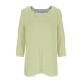 thumbnail image 4 of TACILIP Hauts à Manches 3/4 pour Femmes, Blouses à Boutons à Col Ras du Cou, T-Shirts Basiques, T-Shirts Décontractés d'Automne, T-Shirts Amples de Travail, Tenues de Printemps, Cadeaux pour Femmes, 4 of 4