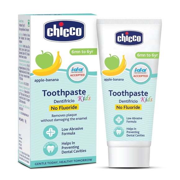Chicco Dentifrice pour Enfants, (6 m-6 A), Saveur Pomme-Banane, 50 g Chacun (Lot de 2)