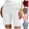 thumbnail image 1 of CFLVAEK Shorts pour Femmes Grande Taille Shorts en Sergé Extensible pour Femmes Taille Fine à Enfiler Coupe Régulière Shorts de Randonnée Été Décontractés avec Poches en Ventes Chaudes Rouge TTTTG, 1 of 10