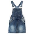 thumbnail image 1 of KIDSCOOL SPACE Baby Little Girls Skirt,Ripped Soft Strechy Denim Girls Summer Overalls Dress,Deep Blue,12-18 Months, 1 of 7