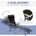 thumbnail image 4 of Outsunny Chaise Longue Inclinable Pliante Robuste et Réglable pour l'Extérieur, Chaise Longue de Patio, Jardin, Plage, à Gravité avec Oreiller, 7 Positions de Dossier Réglables, Noir, 4 of 10