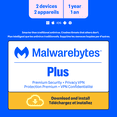 thumbnail image 1 of Malwarebytes Standard, Premium Software + Privacy VPN - 2 Devices, 1 Year [Digital Download], 1 of 9