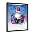 thumbnail image 2 of Designart Christmas Snowman Playing Drumset Traditional Framed Wall Art, 2 of 4