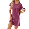 thumbnail image 2 of Liquidation et Promo, Robe Mini d'Été Ample à Col Rond pour Femmes Grande Taille, Robe Mini Ample à Col Rond à Manches Courtes Grande Taille, Idéale pour les Sorties Estivales Décontractées, 2 of 9