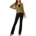 thumbnail image 2 of INSPIRE CHIC Blazer à Rayures pour Femme à Revers Cranté, Manches Longues, Boutonné, TP Jaune Noir, 2 of 6